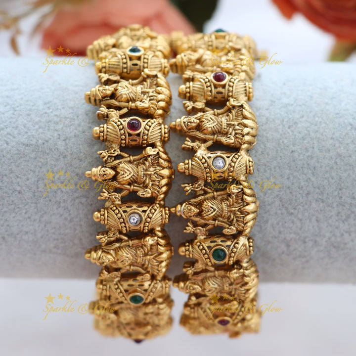 Exquisite Gold Finish Temple Bangles for Weddings