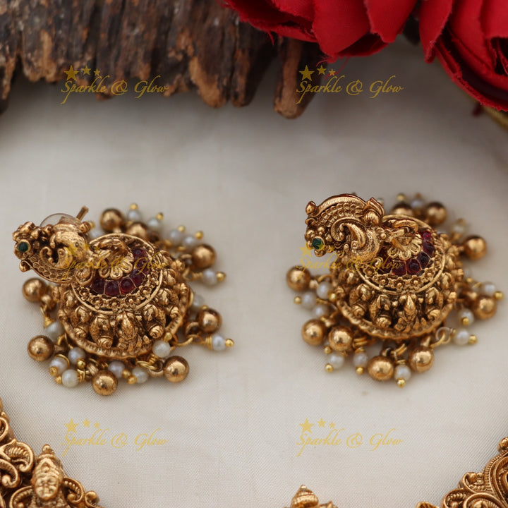 Exquisite Temple Gold Necklace Set for Weddings