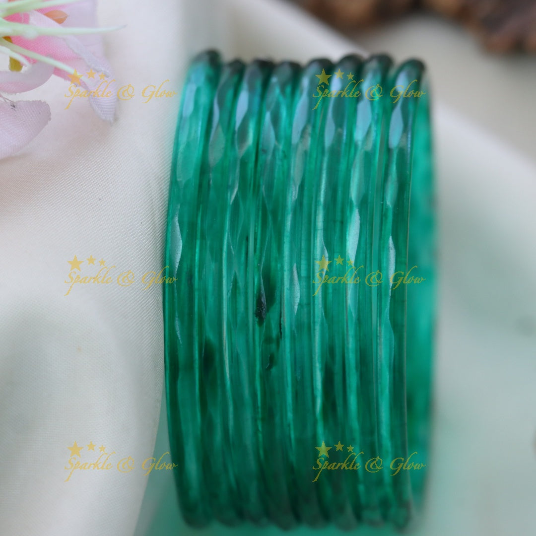 Exquisite Glass Bangles for Festive Charm-set of 8 bangles | Sparkle & Glow