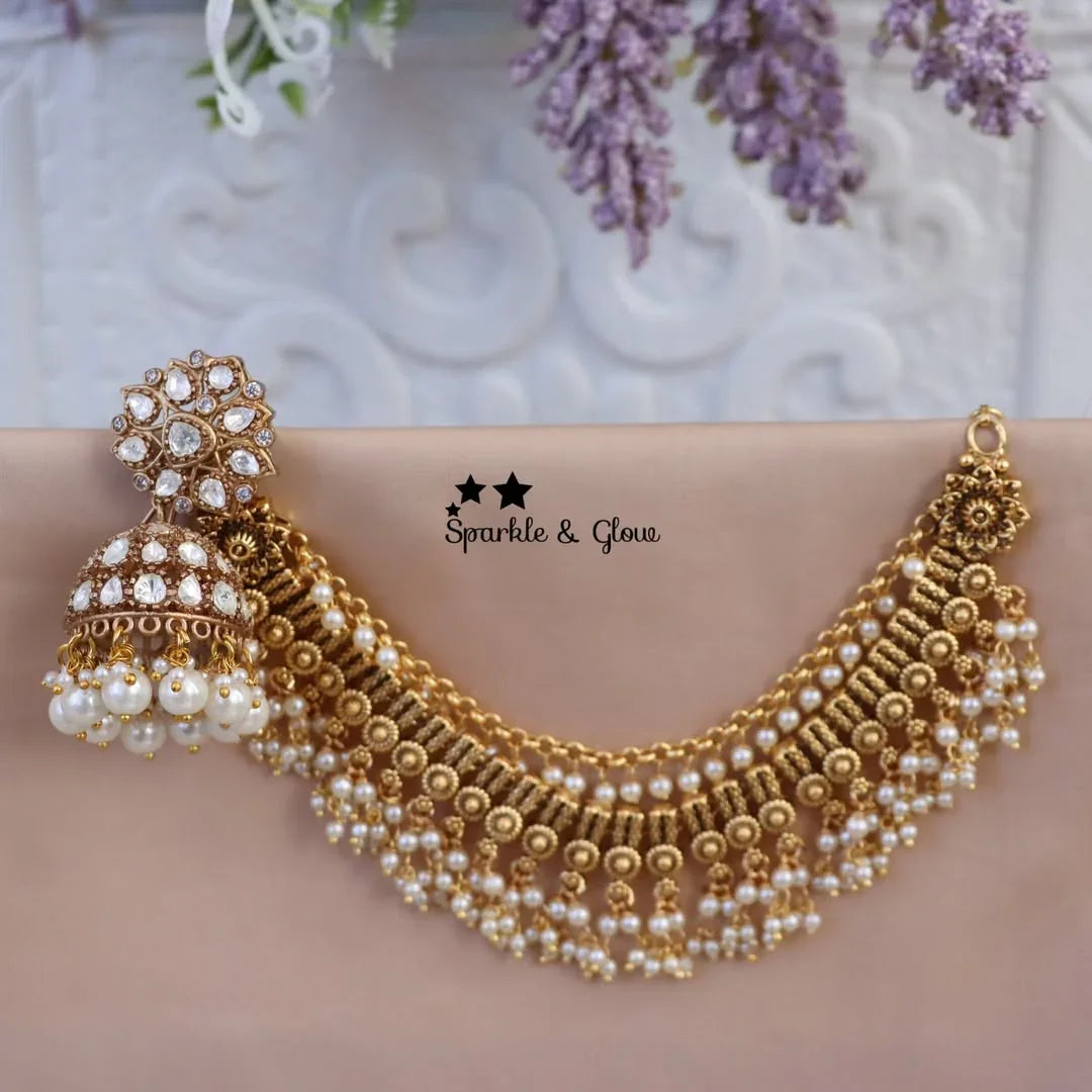 Hypnotic Stone Earring & Earchain Set for Women