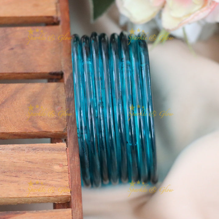 Exquisite Jelly Glass Bangles for Festive Charm-set of 8 bangles | Sparkle & Glow
