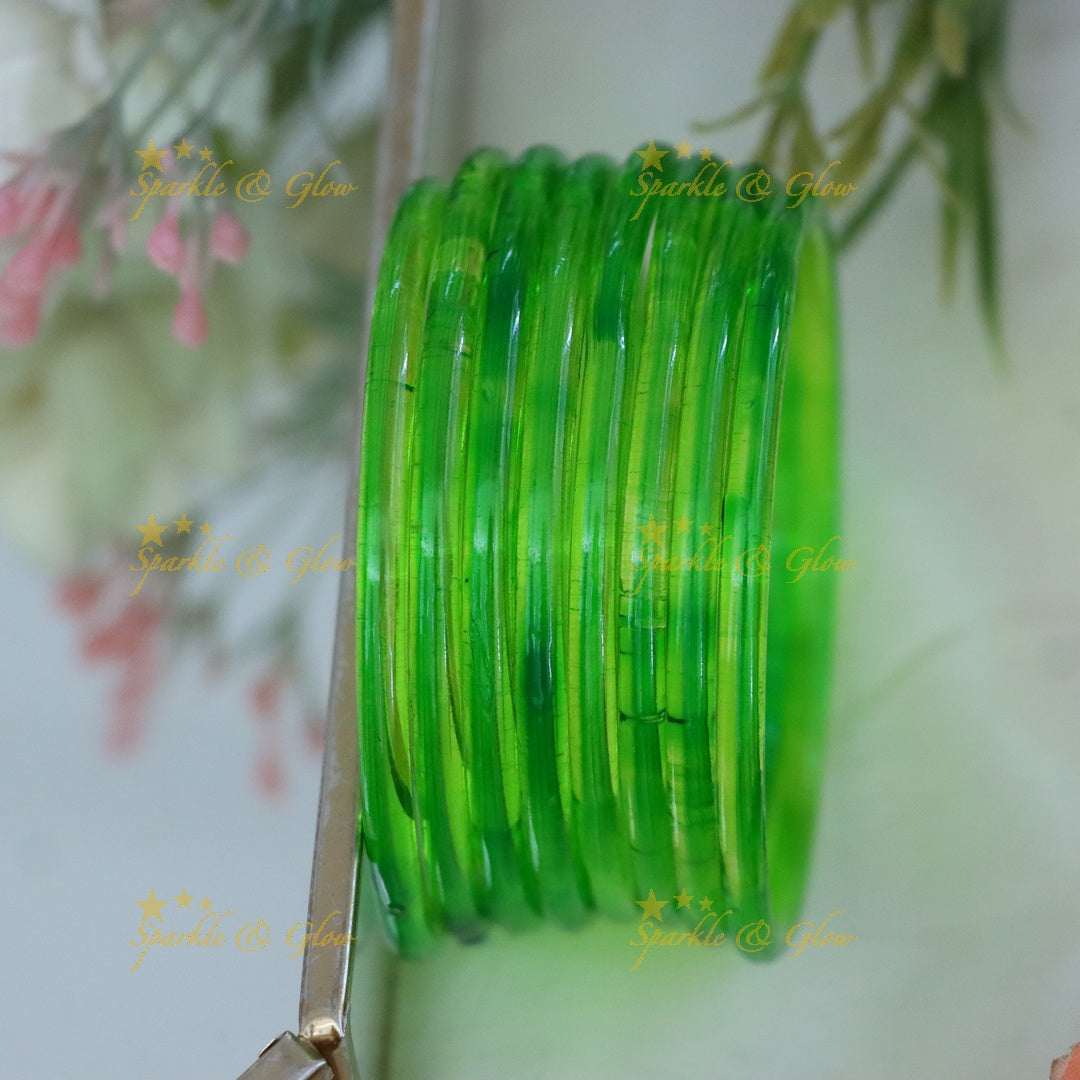 Exquisite Jelly Glass Bangles for Festive Charm-set of 8 bangles | Sparkle & Glow