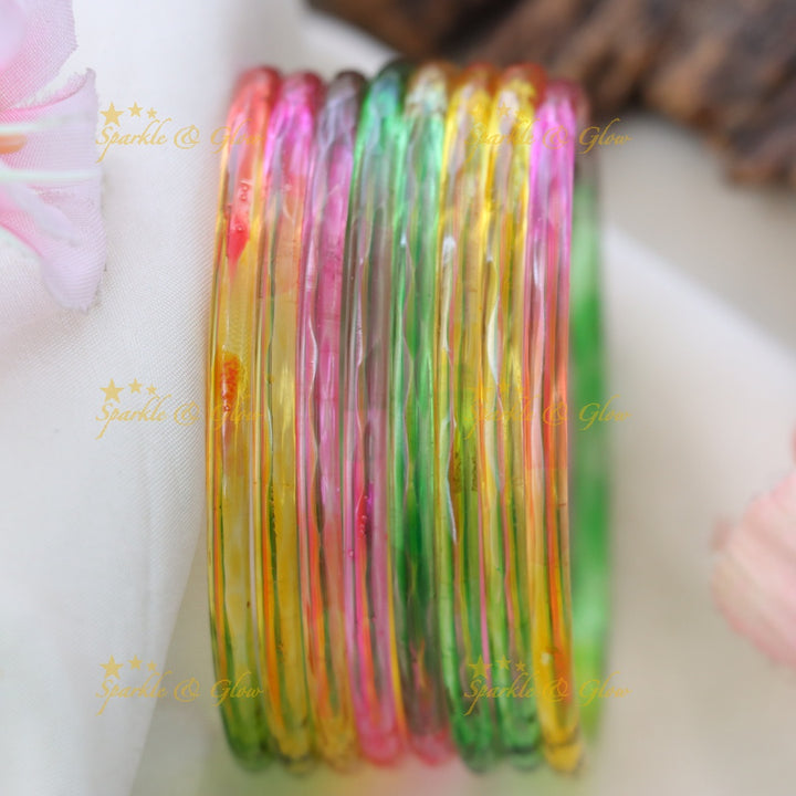 Exquisite Glass Bangles for Festive Charm-set of 8 bangles | Sparkle & Glow