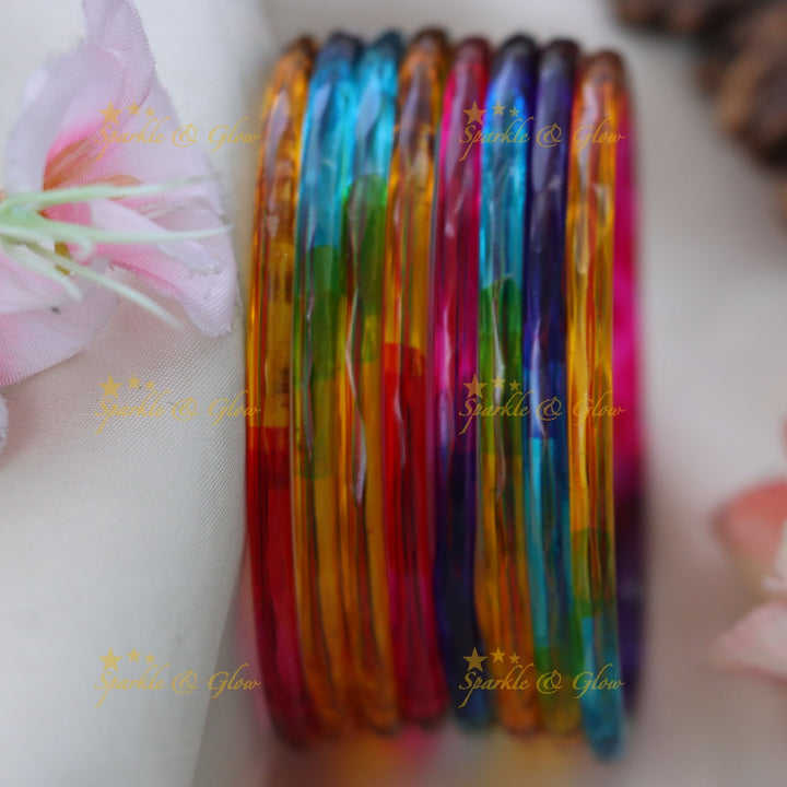 Exquisite Glass Bangles for Festive Charm-set of 8 bangles | Sparkle & Glow