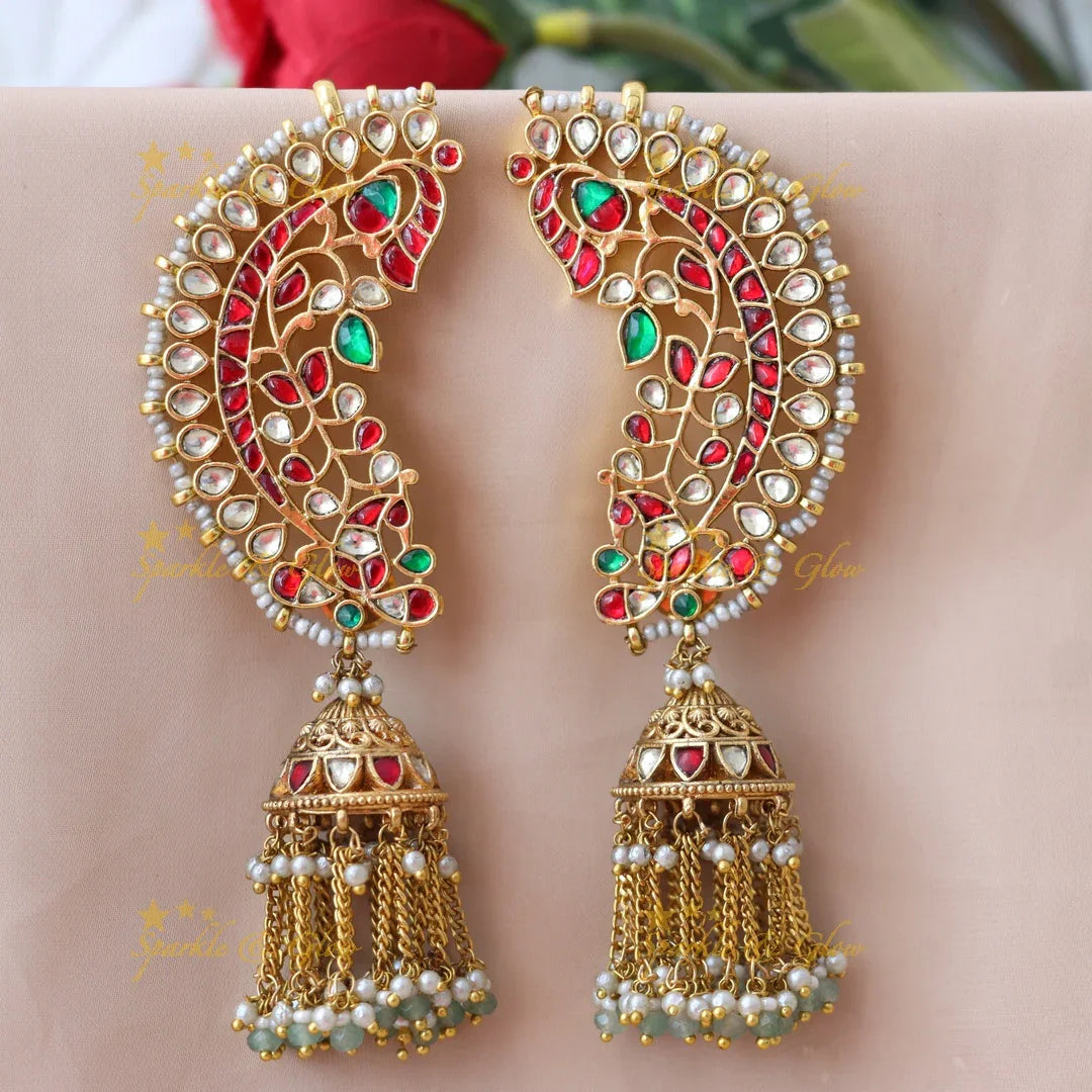 Exquisite Gold-Plated Cuff Jhumka Earrings for Weddings
