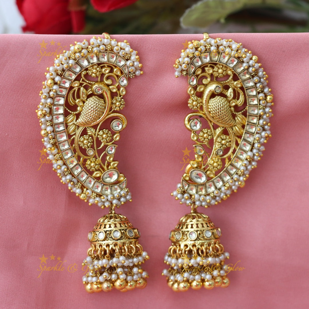Exquisite Gold Cuff Jhumka Earrings for Festive Celebrations