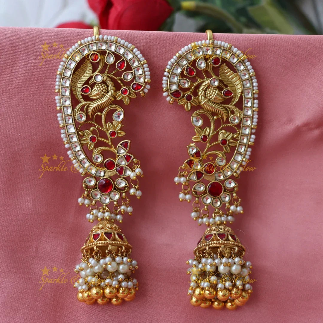 Exquisite Gold Cuff Jhumkas – Festive & Wedding Elegance