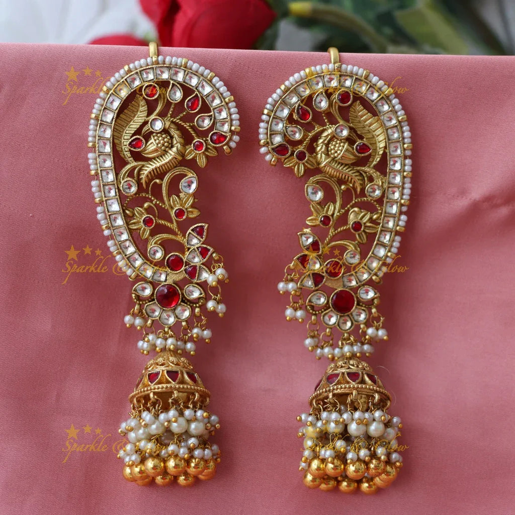 Exquisite Gold Cuff Jhumkas – Festive & Wedding Elegance