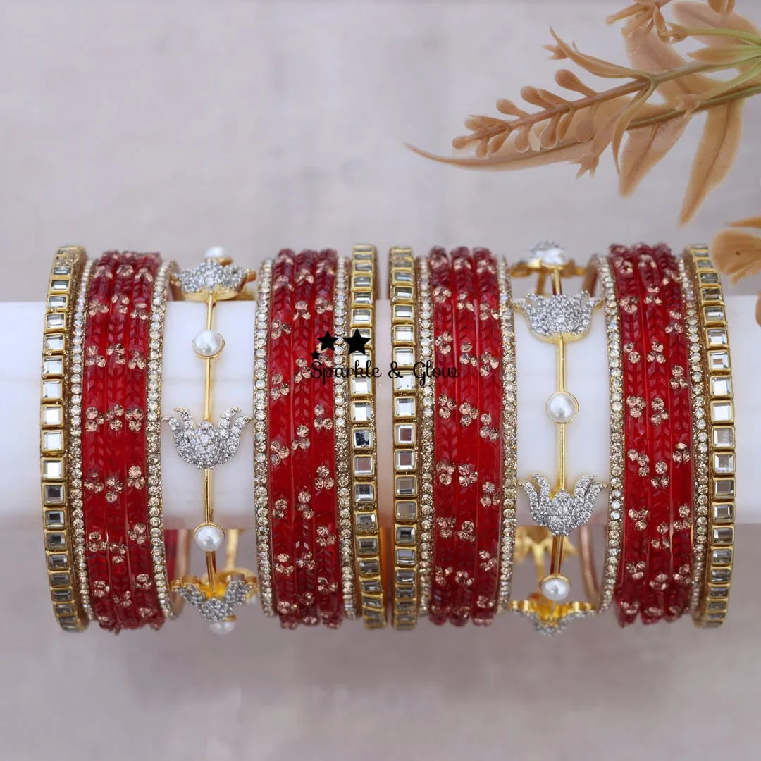Elegant Lotus Floral Bridal Bangles for Special Occasions