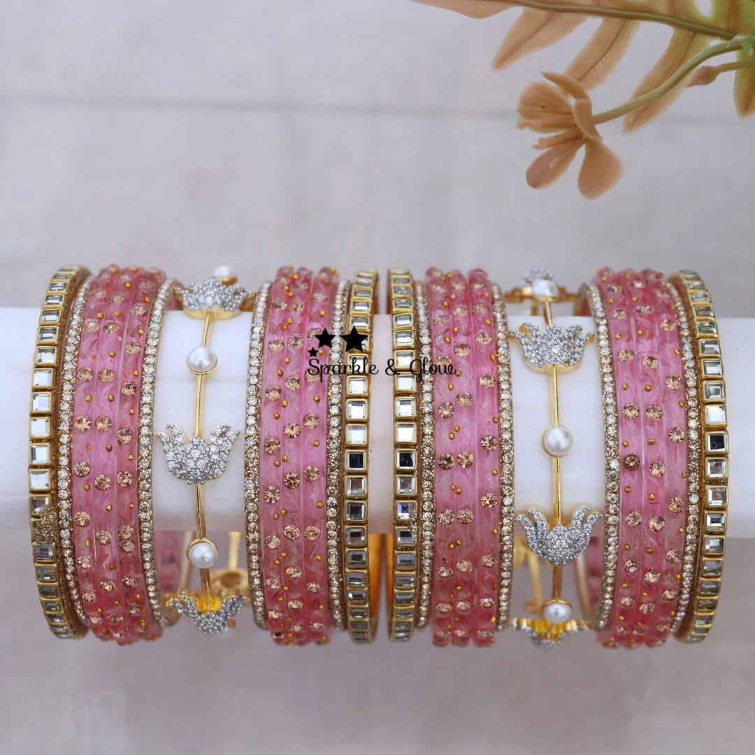 Gracious Lotus Bangle Set – Stunning Indian Jewelry