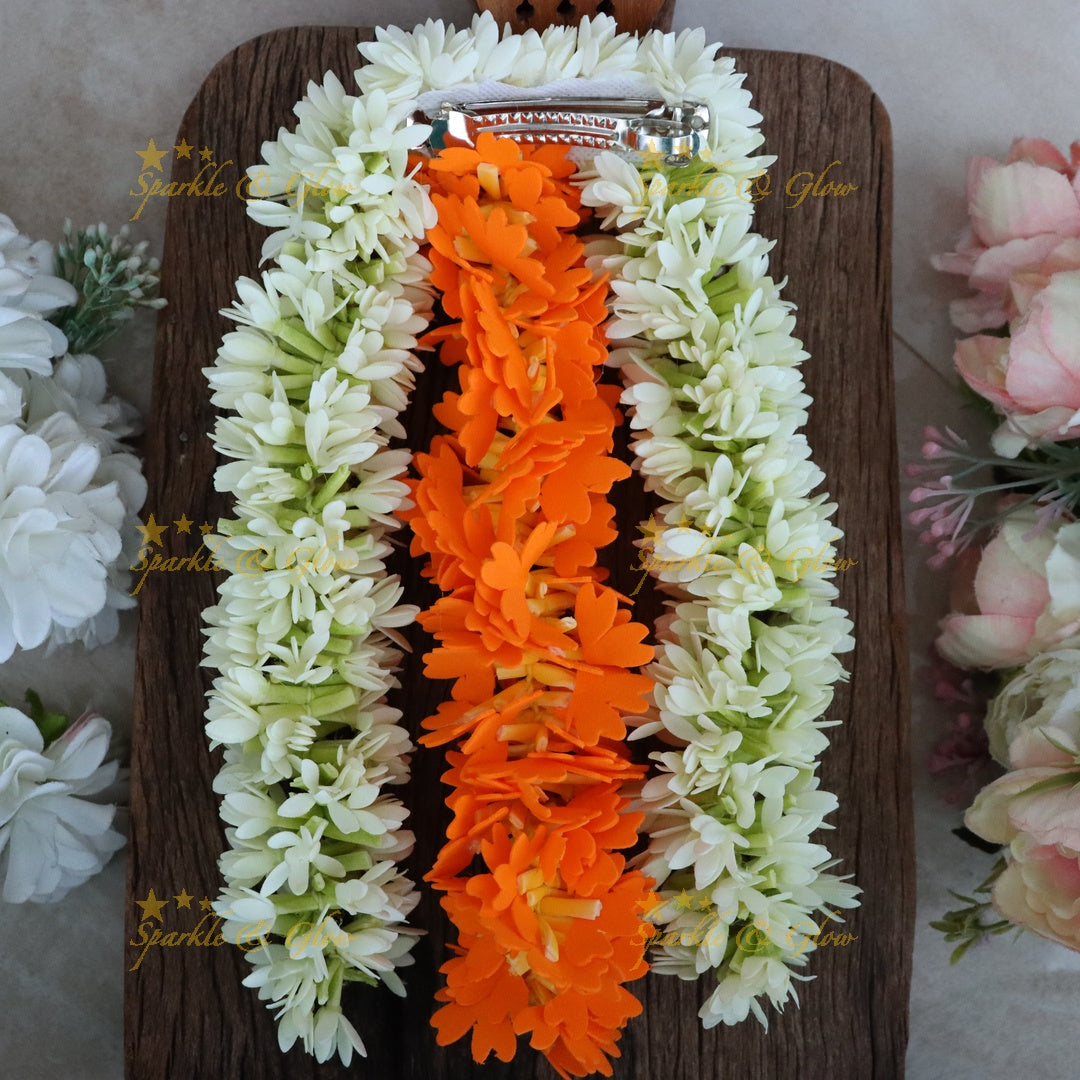 Traditional mullai & Kanakambara 3 Layer Floral Hair Clip