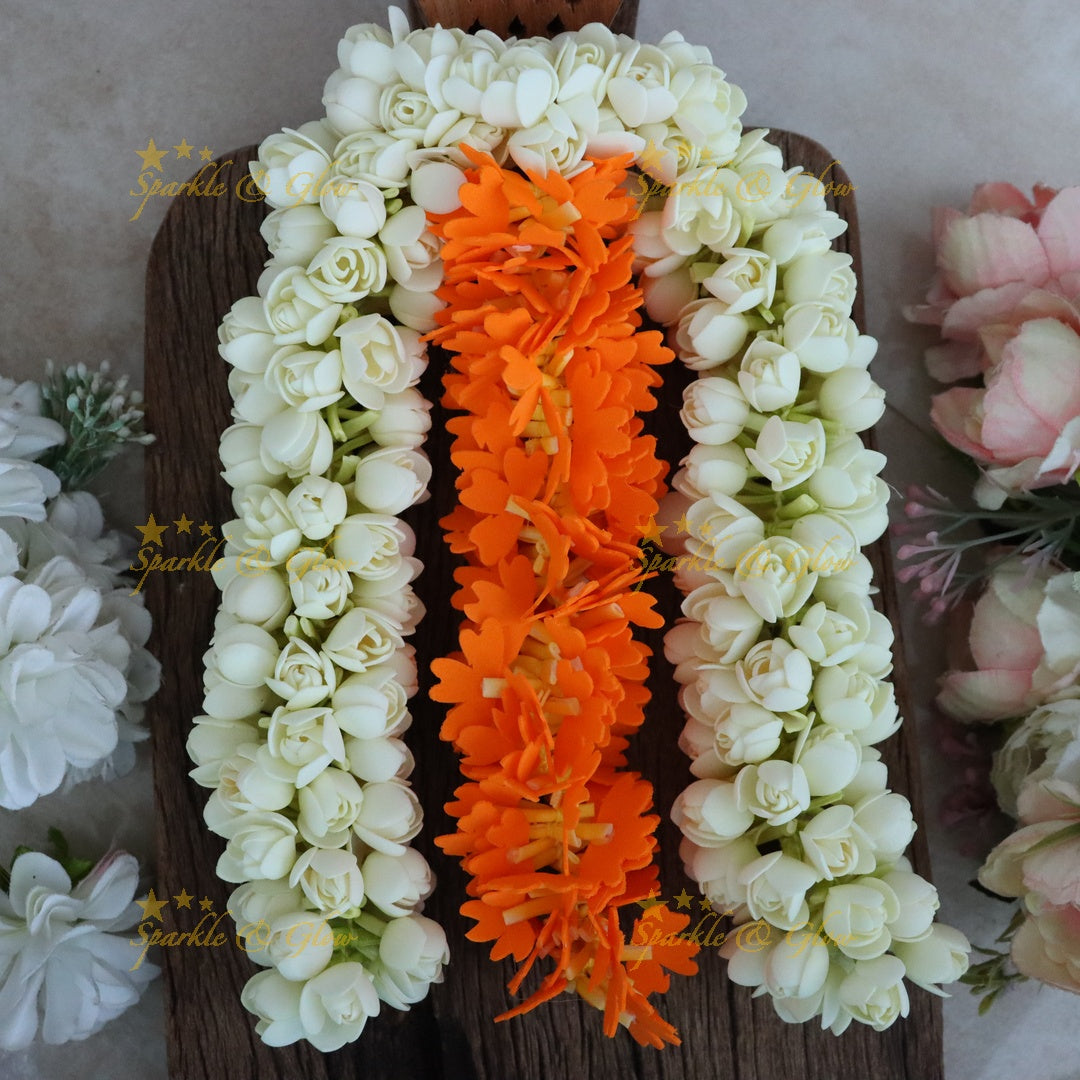 Traditional Bloomed Mottu Malli & Kanakambara 3 Layer Floral Hair Clip