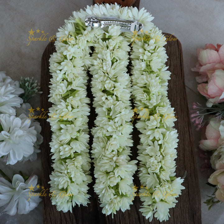 Traditional double layer Mullai poo three strings Floral Hair Clip