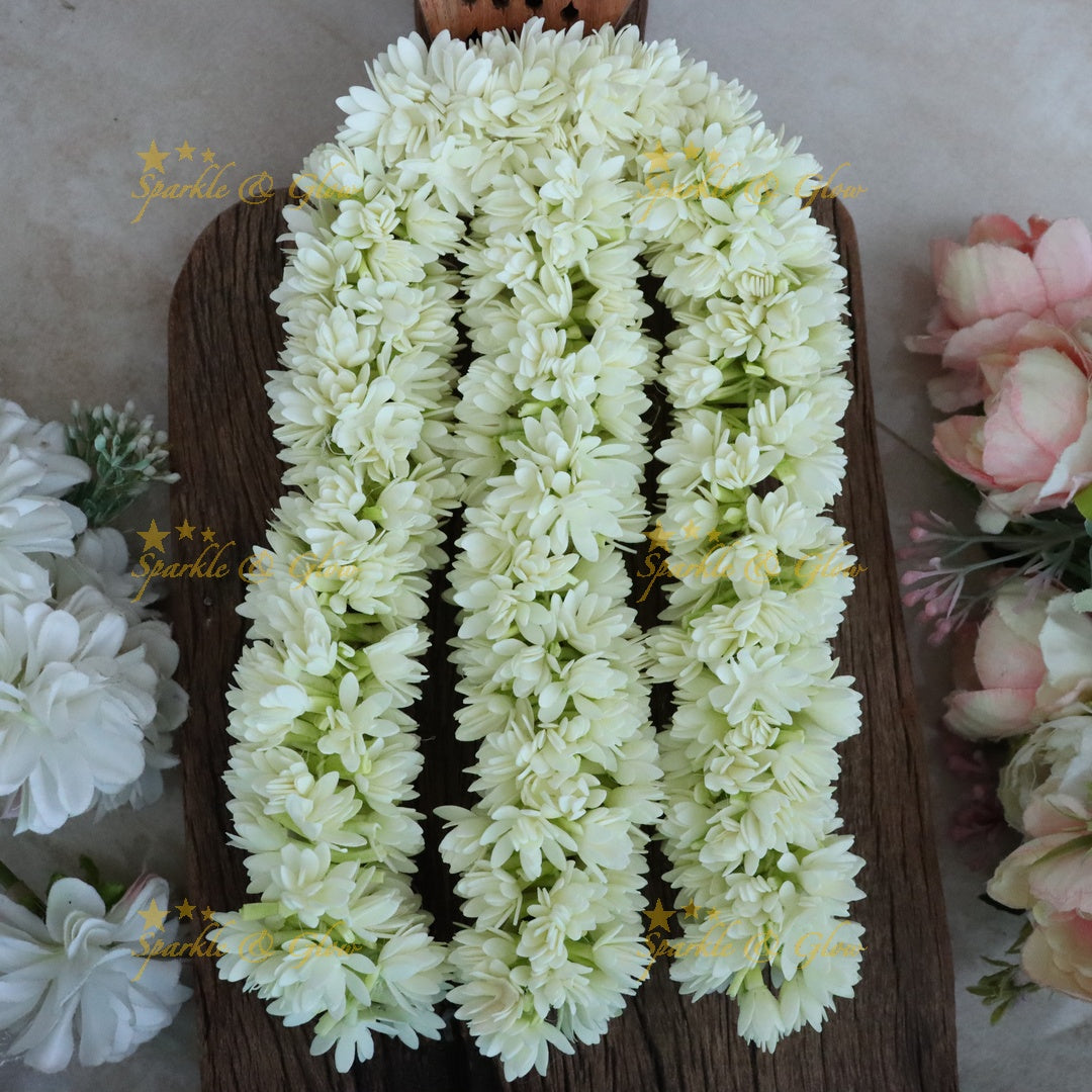 Traditional double layer Mullai poo three strings Floral Hair Clip