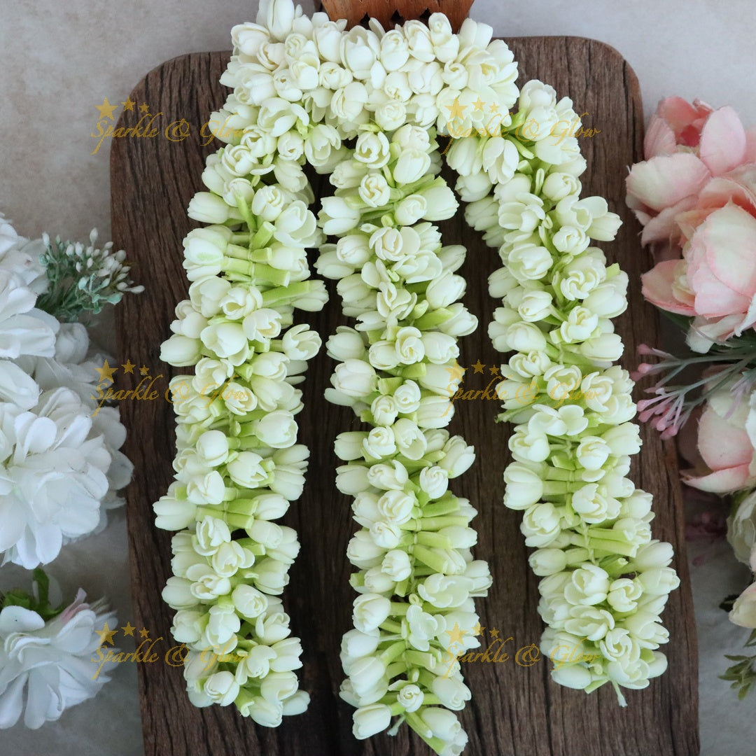 Traditional Semi Bloomed malli 3 Layer Floral Hair Clip