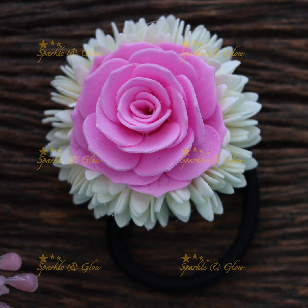 Elegant Pink & White Flower Hair Band for Celebrations