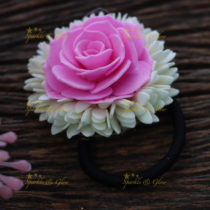 Elegant Pink & White Flower Hair Band for Celebrations