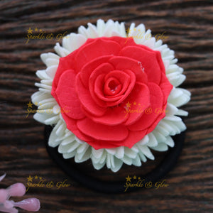Elegant Red Rose Jasmine Hair Band for Festive Wear