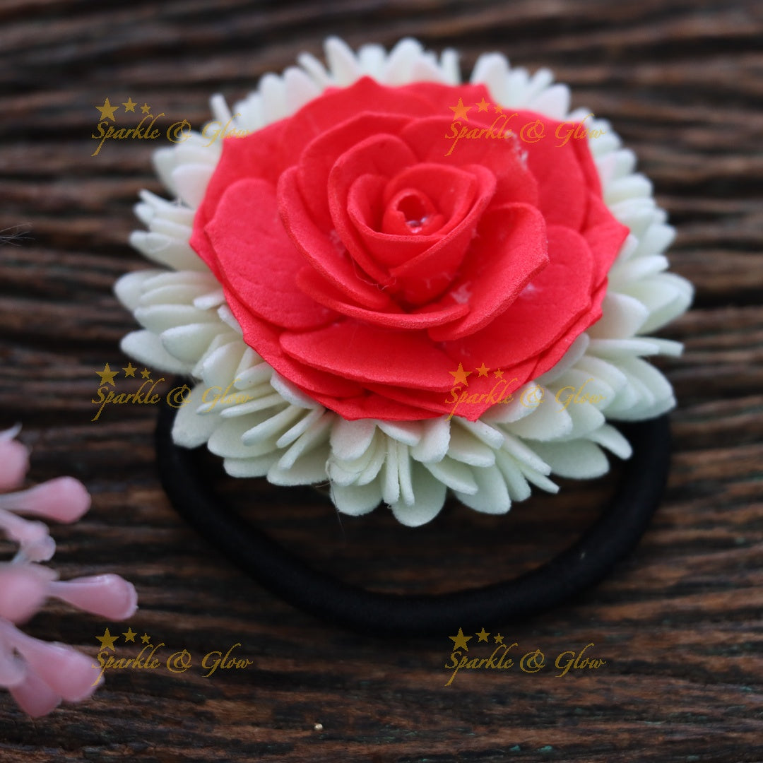 Elegant Red Rose Jasmine Hair Band for Festive Wear