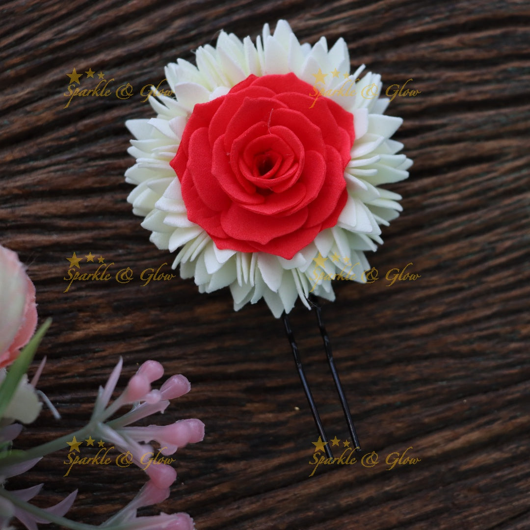 Red Rose Hairpin - Perfect Festive Accessory