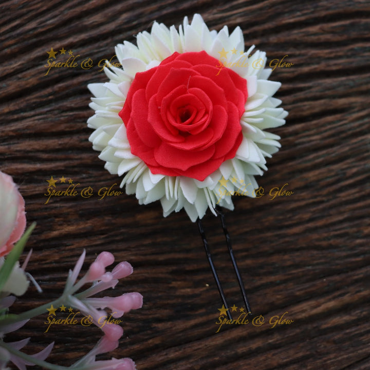 Red Rose Hairpin - Perfect Festive Accessory