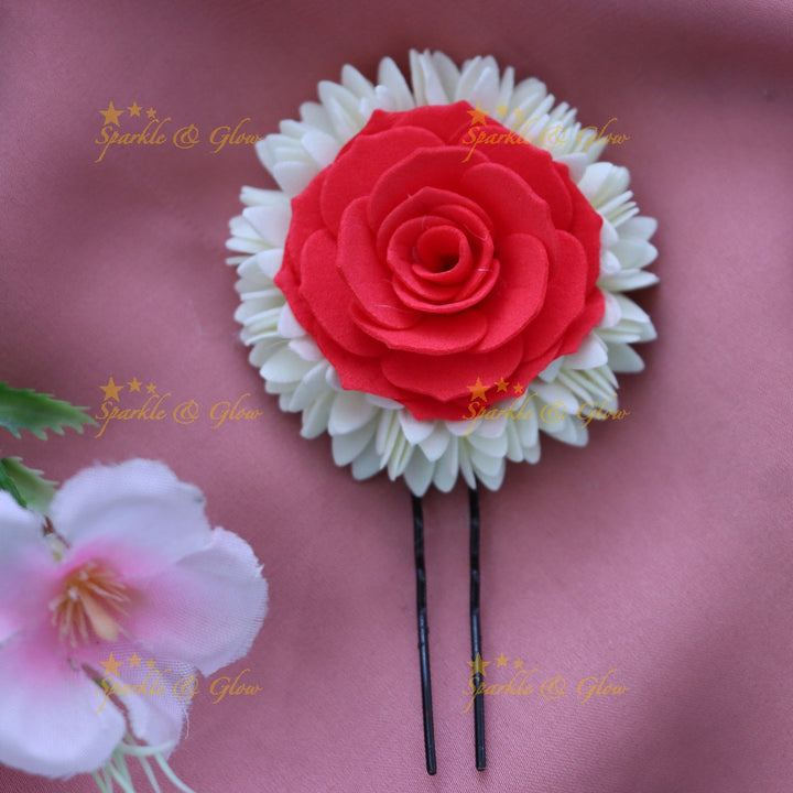 Red Rose Hairpin - Perfect Festive Accessory