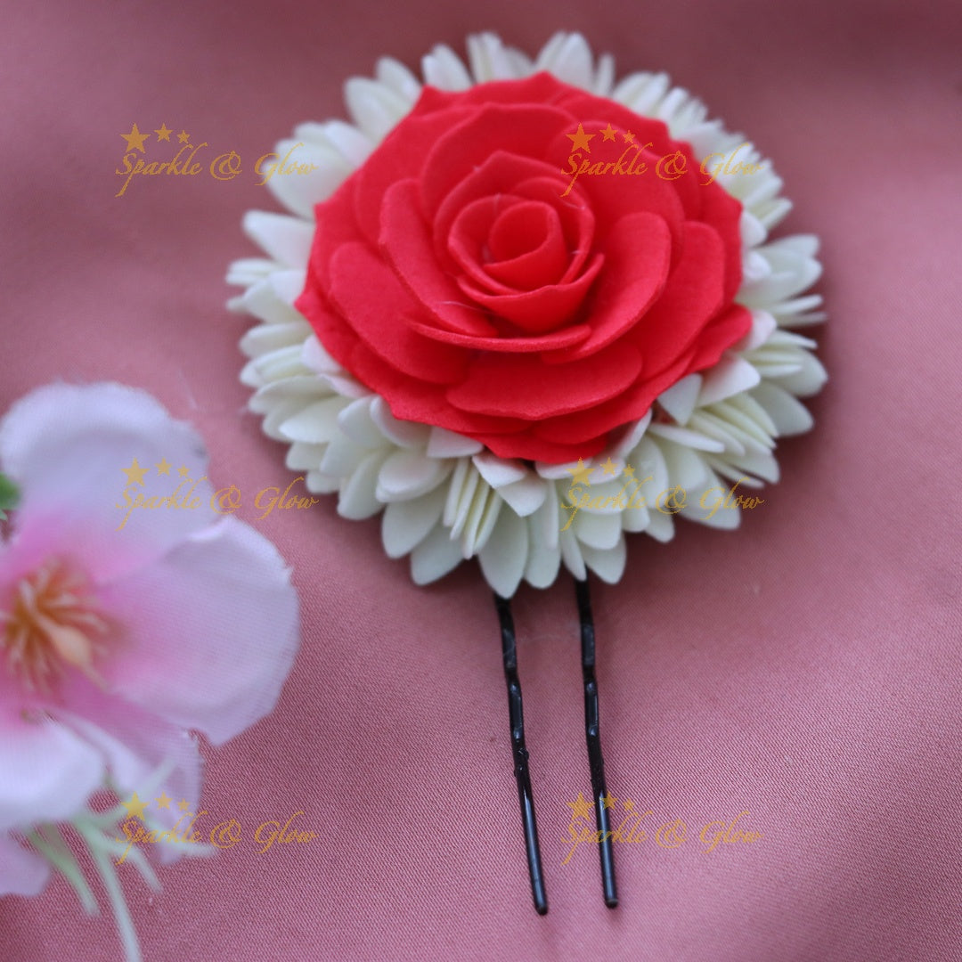 Red Rose Hairpin - Perfect Festive Accessory