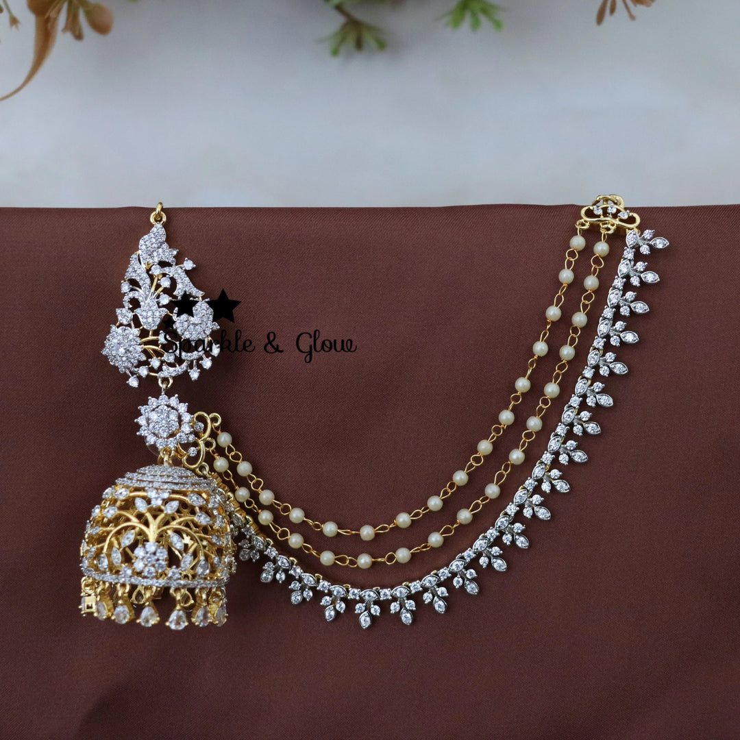 Exquisite American Diamond Earchain Earrings