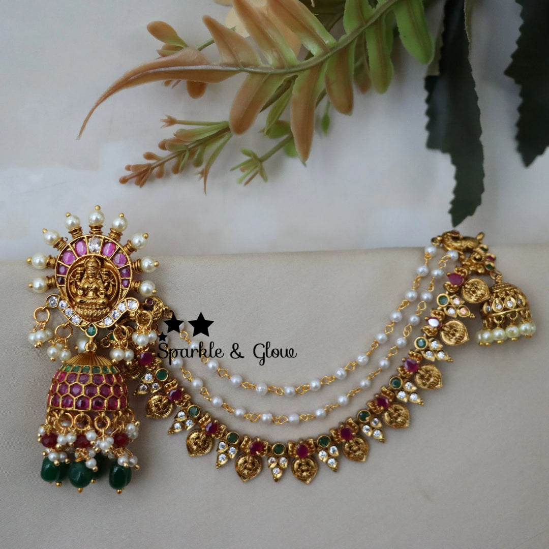 Luxurious Kemp Lakshmi Earrings & Chain Set