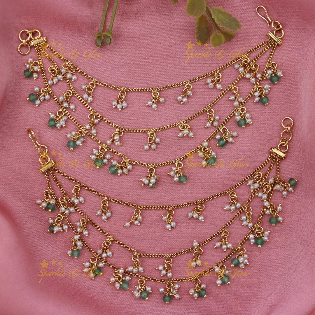 Festive Gold-Look Earchain for Elegant Celebrations