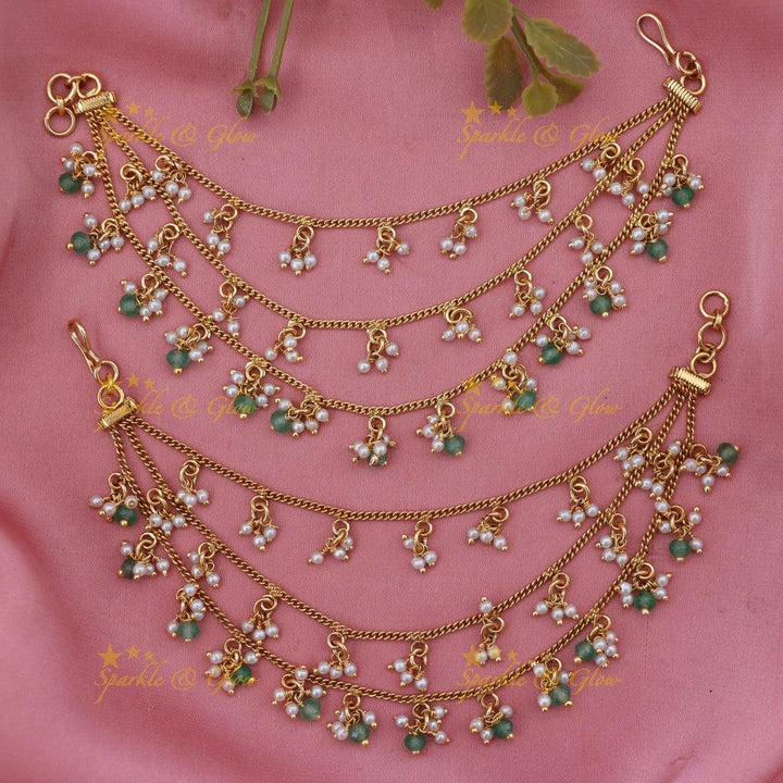 Festive Gold-Look Earchain for Elegant Celebrations