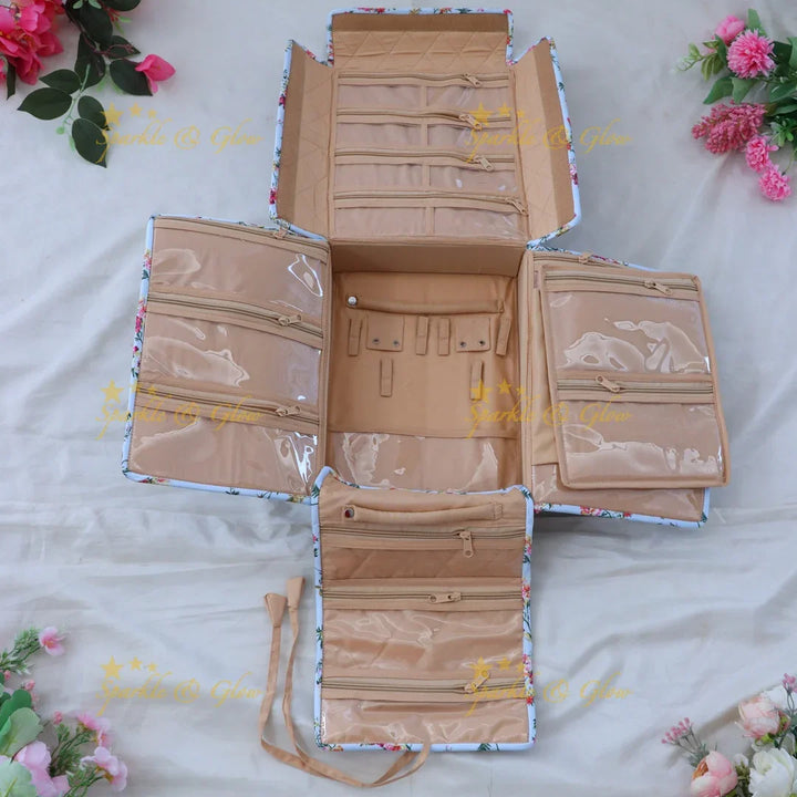 Elegant Floral Jewellery Pouch Organizer