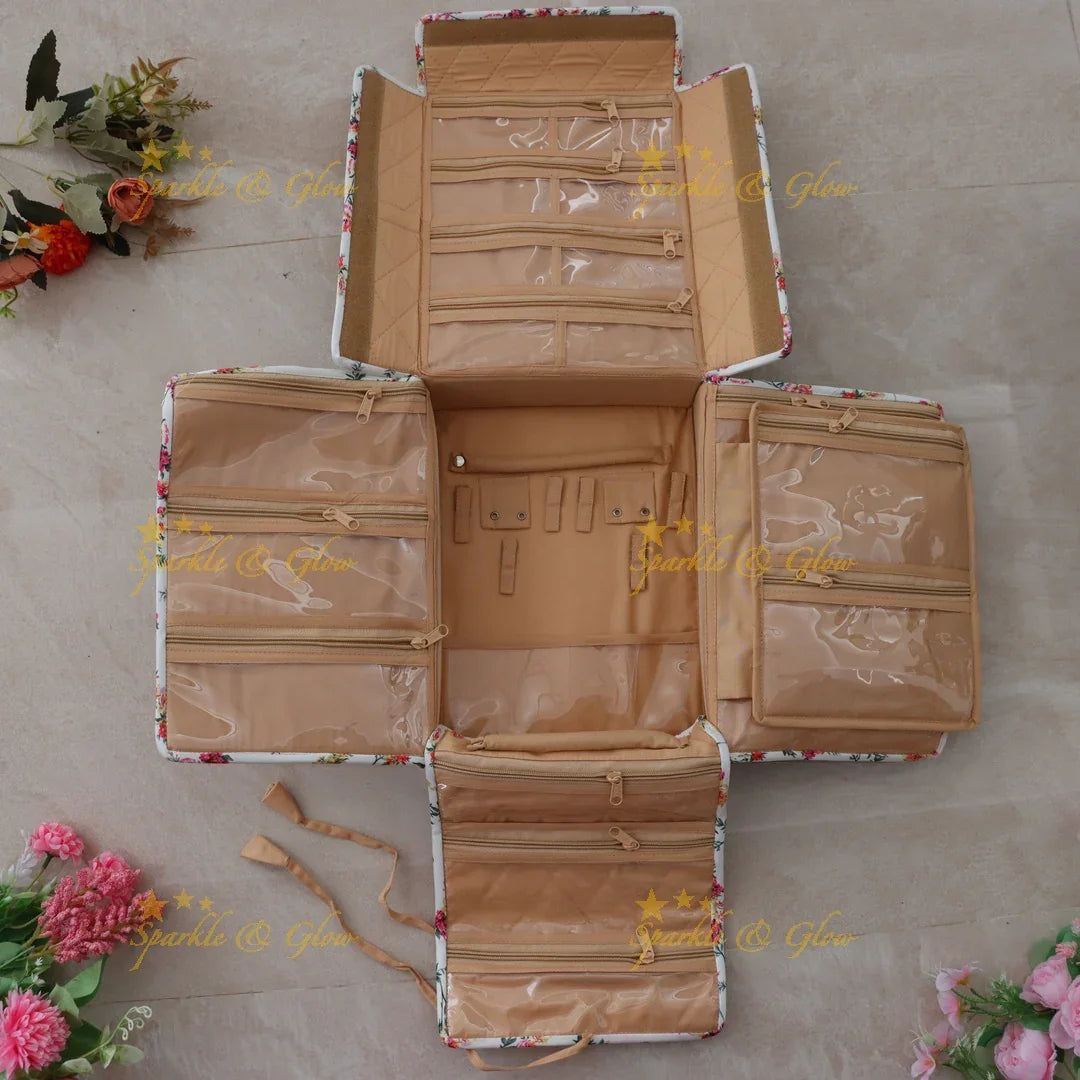 Elegant Floral Jewellery Pouch Organizer