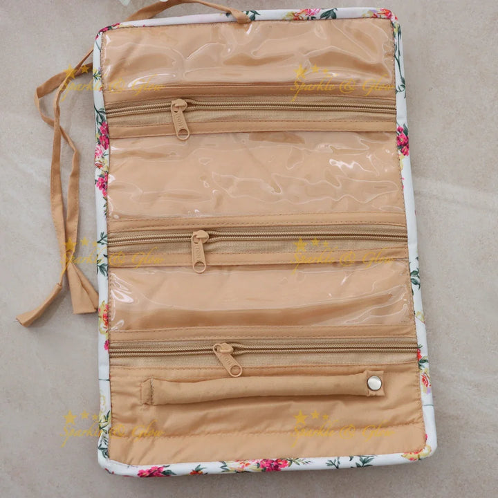 Elegant Floral Jewellery Pouch Organizer