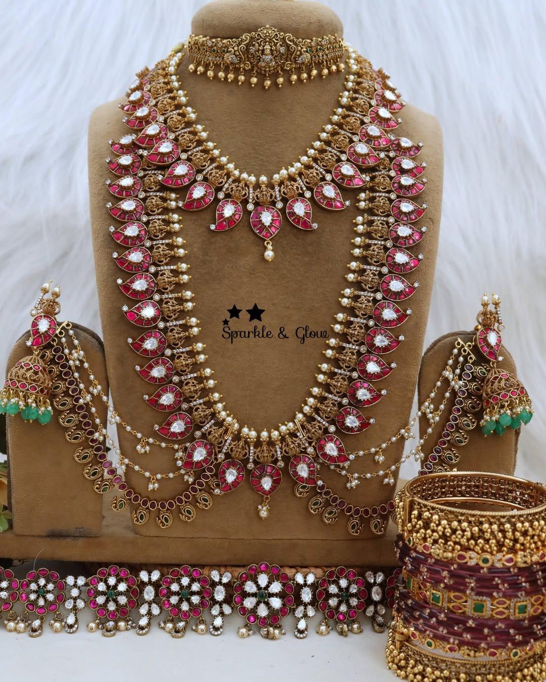 Exquisite Jadau Kundan Mango Set for Brides