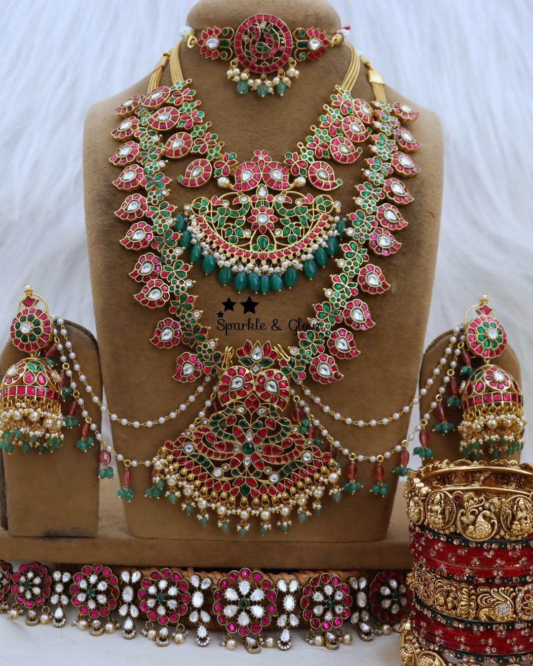 Grand Jadau Kundan Mango Bridal Set | Sparkle & Glow