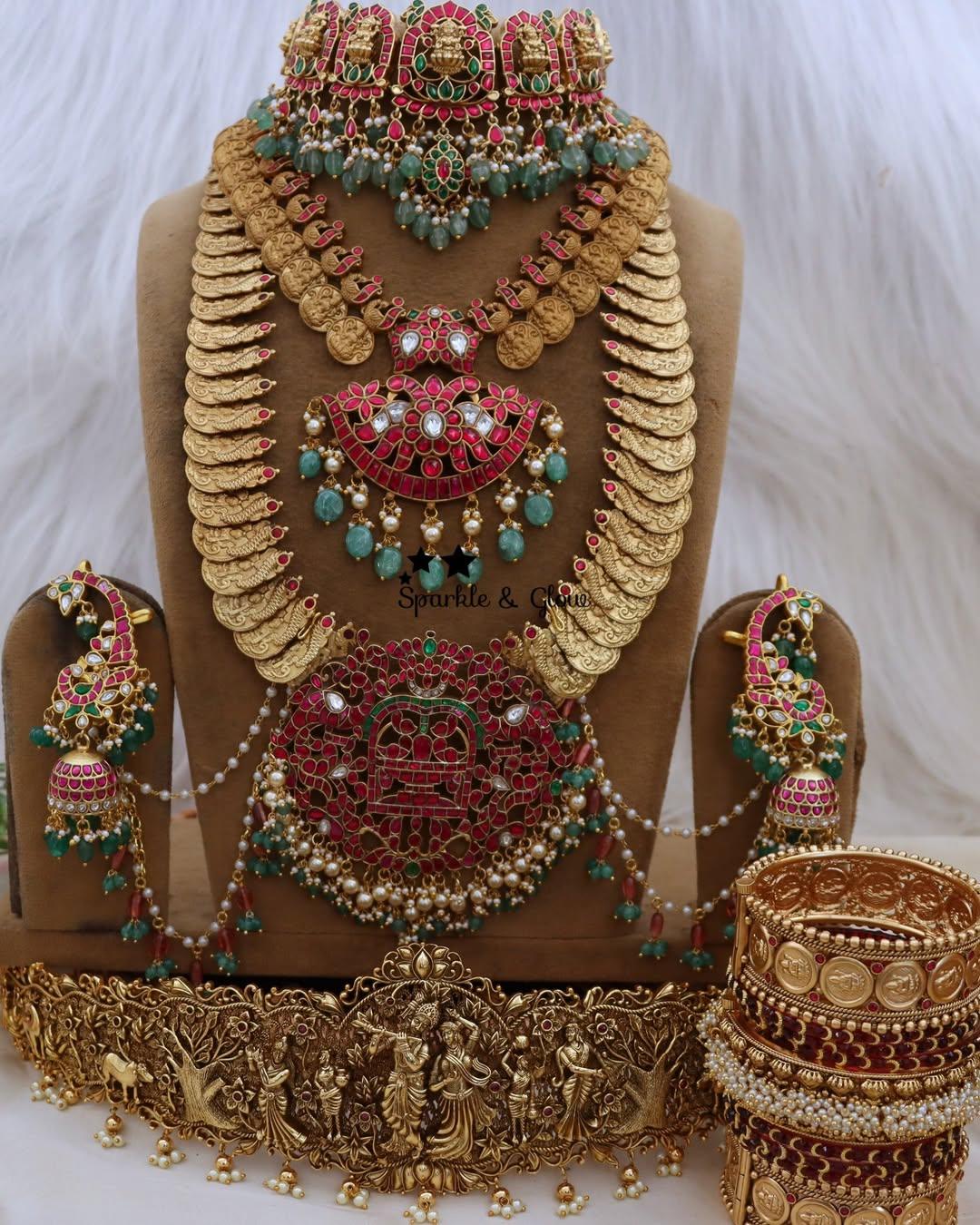 Premium Jadau Kundan Bridal Set with Peacock Coins