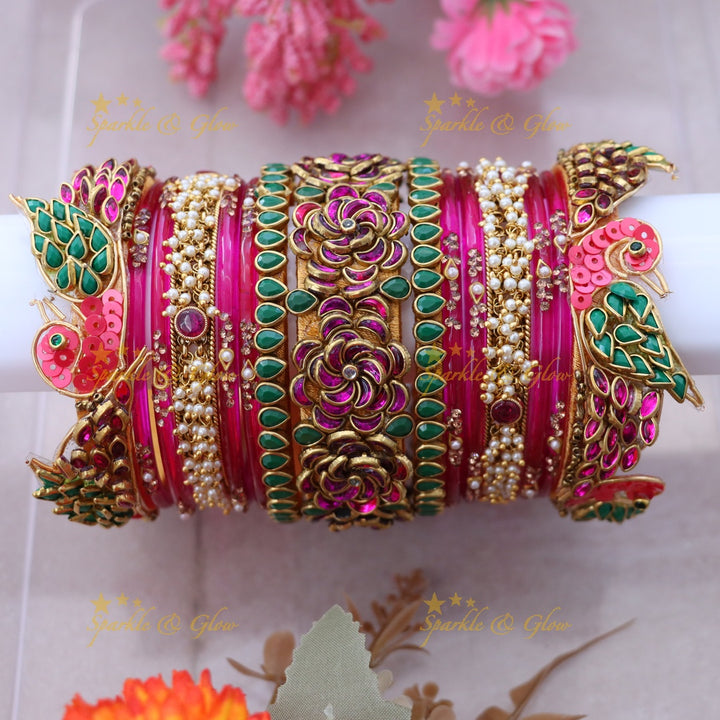 Glamorous Bridal Bangles with Stunning Pigeon Design