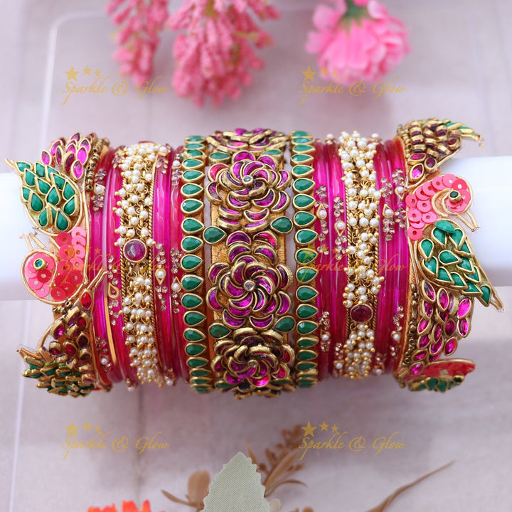 Glamorous Bridal Bangles with Stunning Pigeon Design