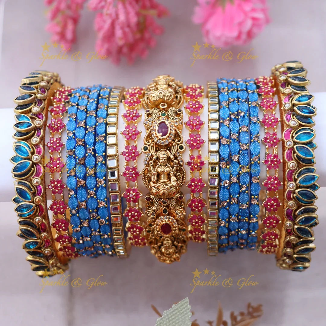 Exquisite Lotus Lakshmi Bangle Set for Brides