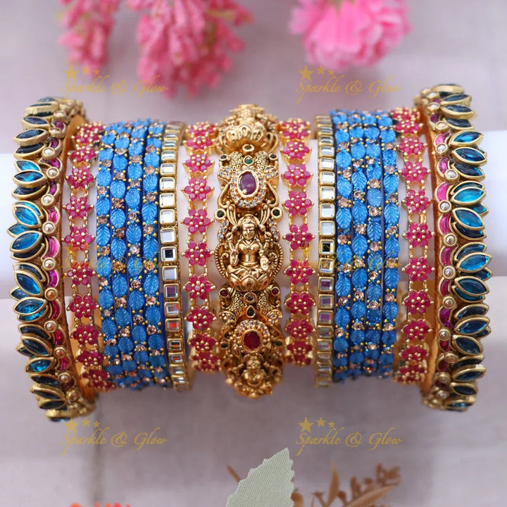 Exquisite Lotus Lakshmi Bangle Set for Brides