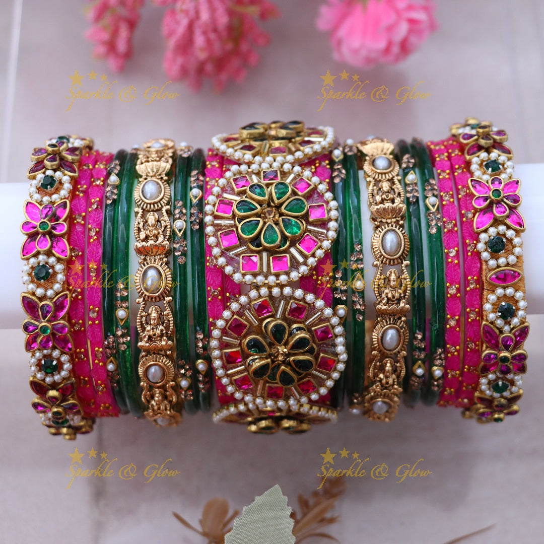 Exquisite Lakshmi Floral Bangles Set for Brides