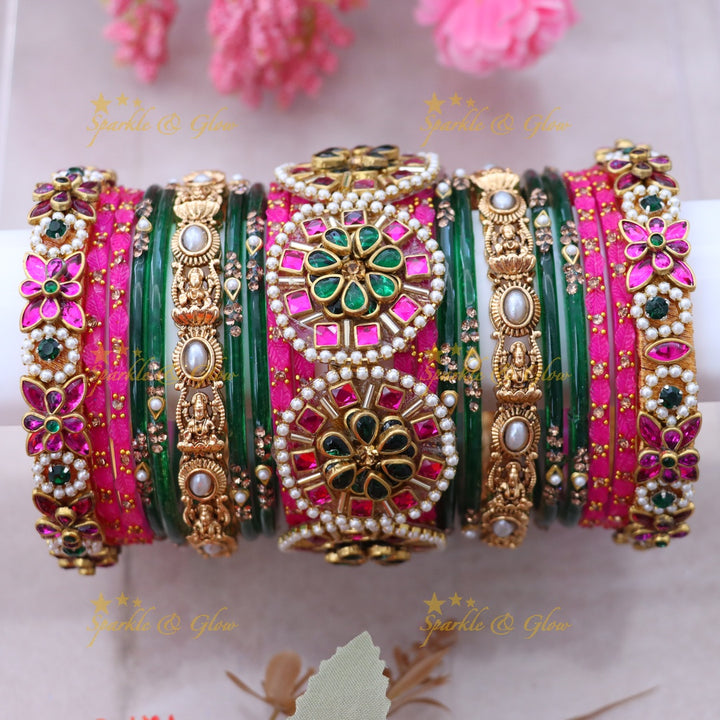 Exquisite Lakshmi Floral Bangles Set for Brides