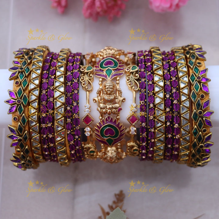 Exquisite Grand Lakshmi Peacock Feather Bridal Bangles