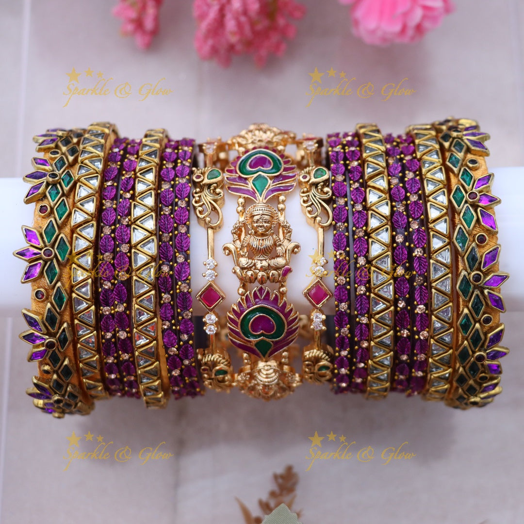 Exquisite Grand Lakshmi Peacock Feather Bridal Bangles