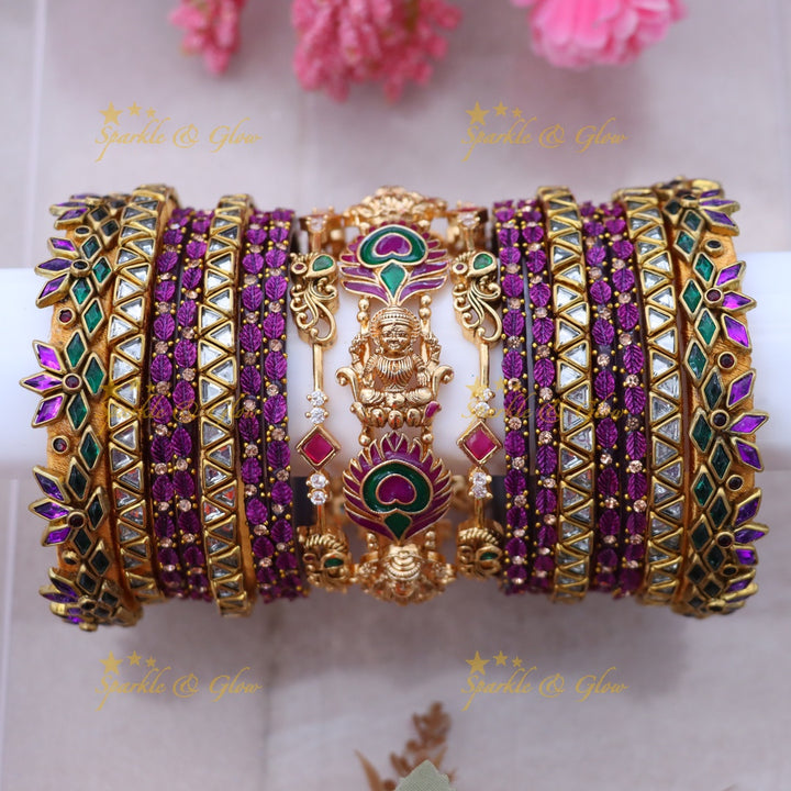 Exquisite Grand Lakshmi Peacock Feather Bridal Bangles