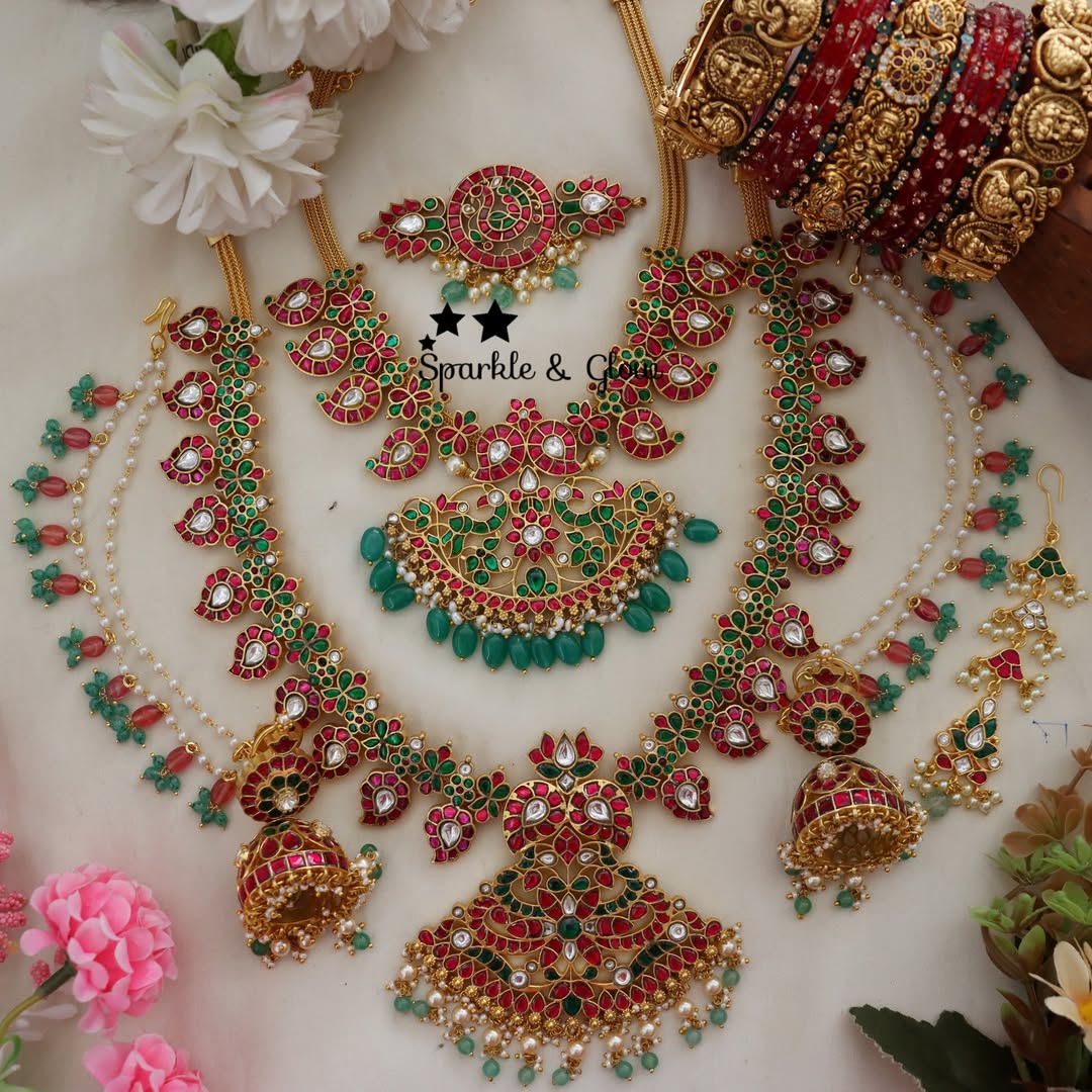 Exquisite Kundan Mango Floral Bridal Set Collection