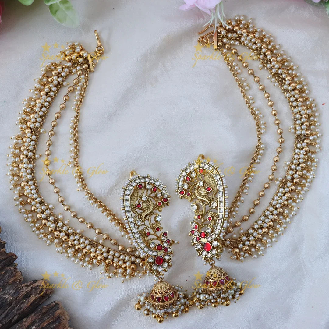 Elegant Kundan Earrings and Earchain Set - Shop Now