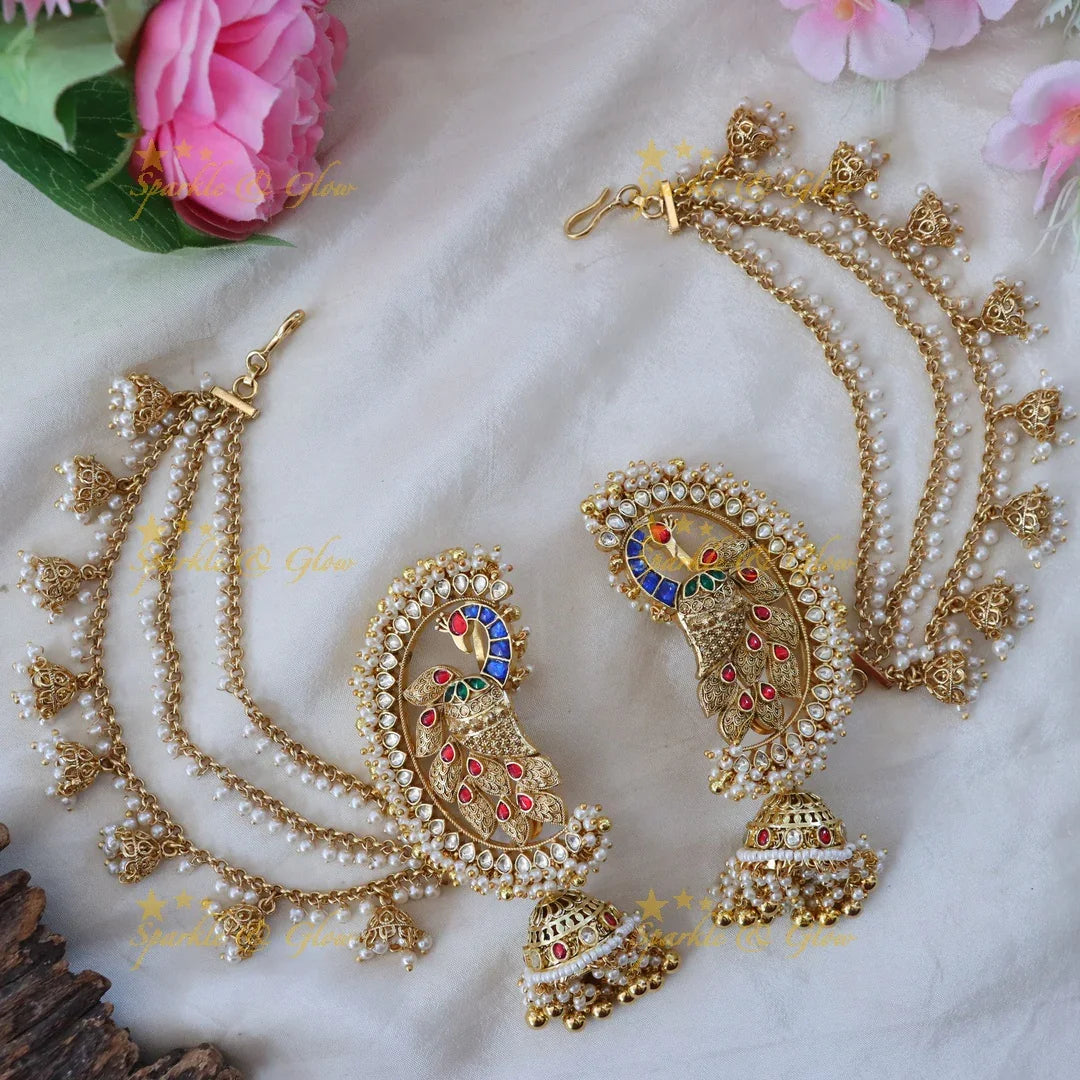 Exquisite Jadau Kundan Earrings with Earchain Online