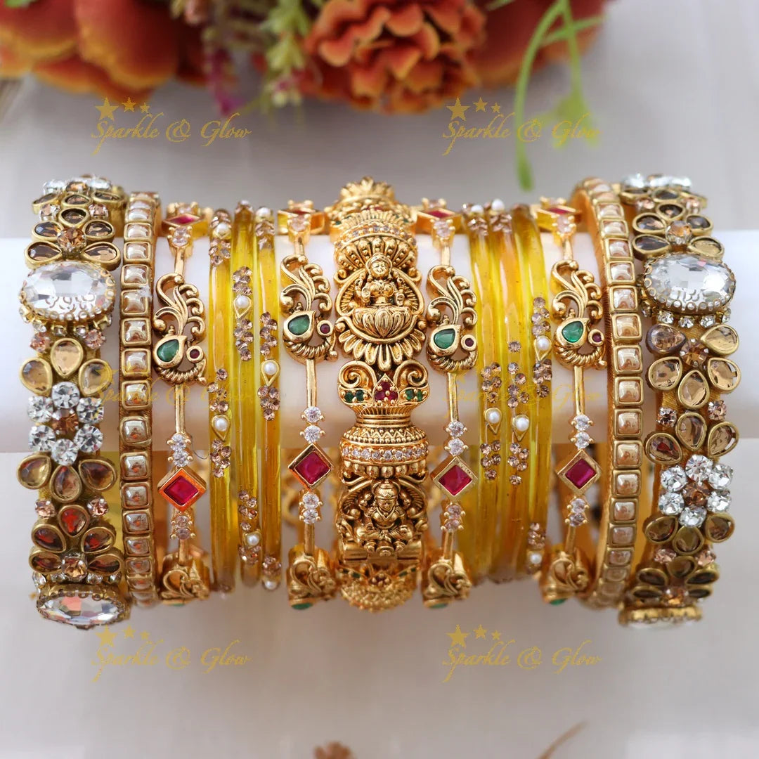 Radiant Bangle Set for Brides | Stunning Gold Imitation ONE HAND
